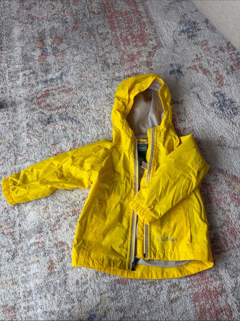 L.L. Bean Bright Yellow Hooded Raincoat size 12-18 months